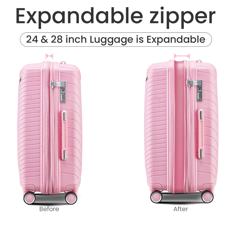 Supfirm Luggage Sets 4 Piece(14/20/24/28), Expandable Lightweight Suitcase with 4 Double 360 Degrees Mute Spinner Wheels PP Materials Durable TSA Lock Travel Luggage