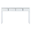 Supfirm TREXM Modern Minimalist Console Table with Open Tabletop and Four Drawers with Metal Handles for Entry Way, Living Room and Dining Room (White)