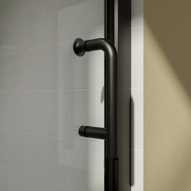 Supfirm 36-37.5" W x 72" H Black Pivot Bifold Shower Door,Frameless Folding Glass Shower Door with 1/4 in Thick Clear SGCC Tempered Glass,Matte Black Finish Shower Doors,Installed Left or Right