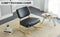 Supfirm PU material cushioned rocking chair, unique rocking chair, cushioned seat, black backrest rocking chair, and gold metal legs. Comfortable side chairs in the living room, bedroom, and office