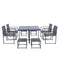 Supfirm 9 Pieces Patio Dining Sets Outdoor Space Saving Rattan Chairs with Glass Table Top Grey Wicker + Dark Grey Cushion