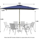 Supfirm Adjustable Tilt Led Lights Blue Rectangular Patio Large Umbrella For Beach Outside Outdoor