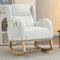 Supfirm 049-Teddy Fabric Rocking Chair With Packet Wood Legs,Ivory