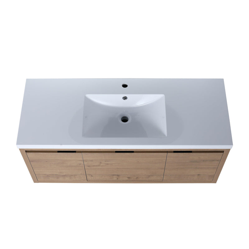 48 Inch Bathroom Cabinet With Sink,Soft Close Doors and Drawer,Float Mounting Design,48x18(KD-Packing) - Supfirm