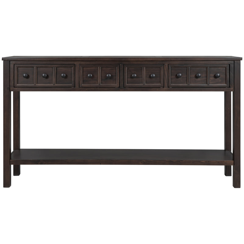 Supfirm TREXM Rustic Entryway Console Table, 60" Long Sofa Table with two Different Size Drawers and Bottom Shelf for Storage (Espresso)