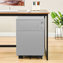 Supfirm 2 Drawer Mobile File Cabinet with Lock Metal Filing Cabinet for Legal/Letter/A4/F4 Size, Fully Assembled Include Wheels, Home/Office Design,Grey