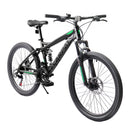 Supfirm A2660 Ecarpat Mountain Bike 26 Inch Wheels, 21-Speed Full Suspension Mens Womens Trail Commuter City Mountain Bike, Carbon Steel Frame Disc Brakes Thumb Shifter Front Fork Rear Shock Absorber Bicycles