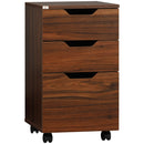 Supfirm 3 Drawer Office Storage Cabinet, Under Desk Cabinet with Wheels, Brown Wood Grain