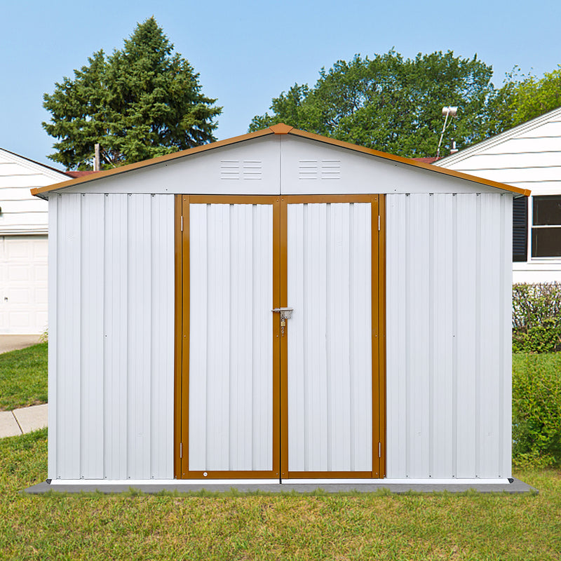 Supfirm Metal garden sheds 6ftx8ft outdoor storage sheds White+Yellow