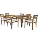 Supfirm U_Style  Acacia Wood Outdoor Dining Table And Chairs Suitable For Patio, Balcony Or Backyard