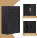 Supfirm Bathroom Storage Cabinet Freestanding Wooden Floor Cabinet with Adjustable Shelf and Double Door Black