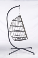 Supfirm Outdoor Garden Rattan Egg Swing Chair Hanging Chair Wood