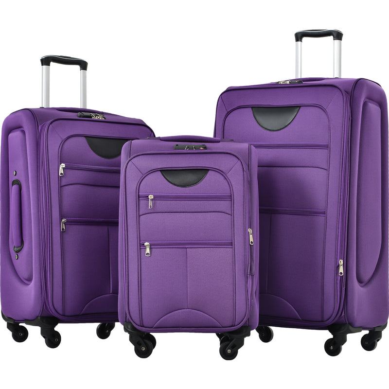 Supfirm Softside Luggage Expandable 3 Piece Set Suitcase Upright Spinner Softshell Lightweight Luggage Travel Set