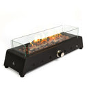 Supfirm 28 inch Tabletop Fire Pit, Propane Gas Fire Pit with Quick Connect Joint, Glass Wind Guard and Lava Rock, Outdoor Portable Tabletop Fire Pit