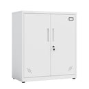 Supfirm Metal Storage Cabinet with 2 Doors and 2 Adjustable Shelves, Steel Lockable Garage Storage Cabinet, Tall Metal File Cabinet for Home Office School Gym, White