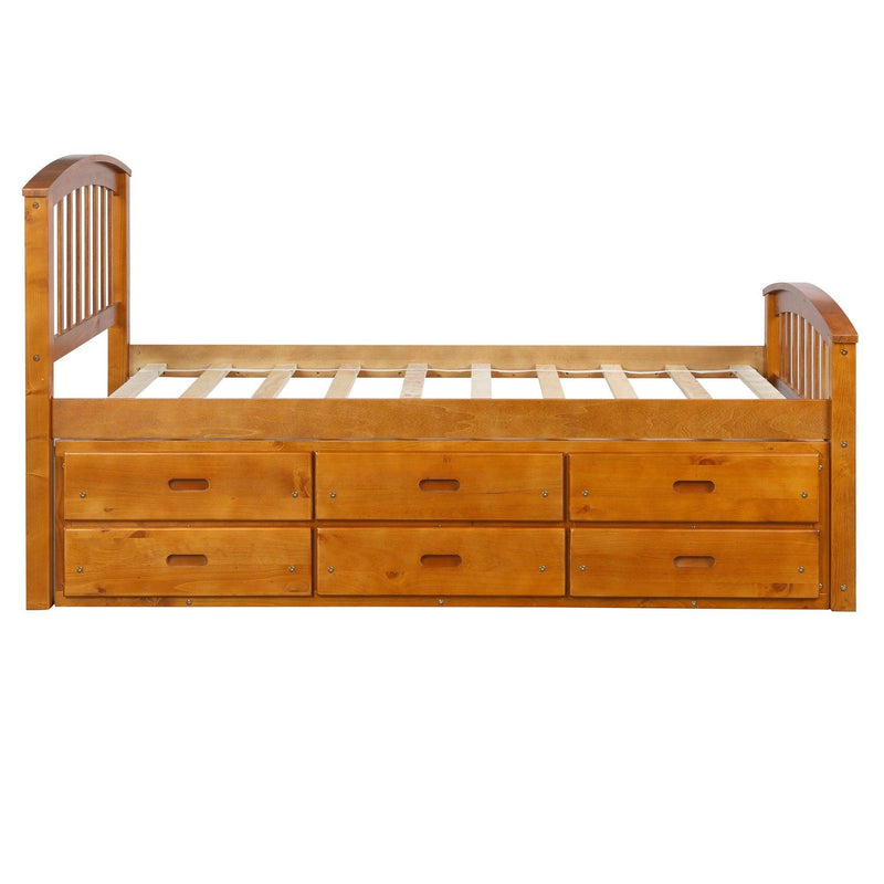 ORISFUR. Twin Size Platform Storage Bed Solid Wood Bed with 6 Drawers - Supfirm