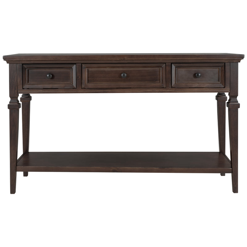 Supfirm TREXM Classic Retro Style Console Table with Three Top Drawers and Open Style Bottom Shelf, Easy Assembly (Espresso)