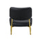 Supfirm PU material cushioned rocking chair, unique rocking chair, cushioned seat, black backrest rocking chair, and gold metal legs. Comfortable side chairs in the living room, bedroom, and office