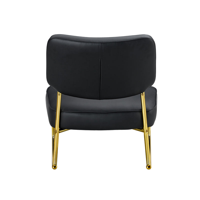 Supfirm PU material cushioned rocking chair, unique rocking chair, cushioned seat, black backrest rocking chair, and gold metal legs. Comfortable side chairs in the living room, bedroom, and office