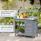 Supfirm Outdoor Potting Bench Table, Garden Work Station with Storage Cabinet, Open Shelf and Steel Tabletop, Gray