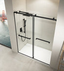 Supfirm 60 in. W x 76 in. HSliding Frameless Shower Door in Matte Black with Clear Glass