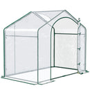 Supfirm 6' x 3' x 5' Portable Walk-in Greenhouse, PVC Cover, Steel Frame Garden Hot House, Zipper Door, Top Vent for Flowers, Vegetables, Saplings, Clear