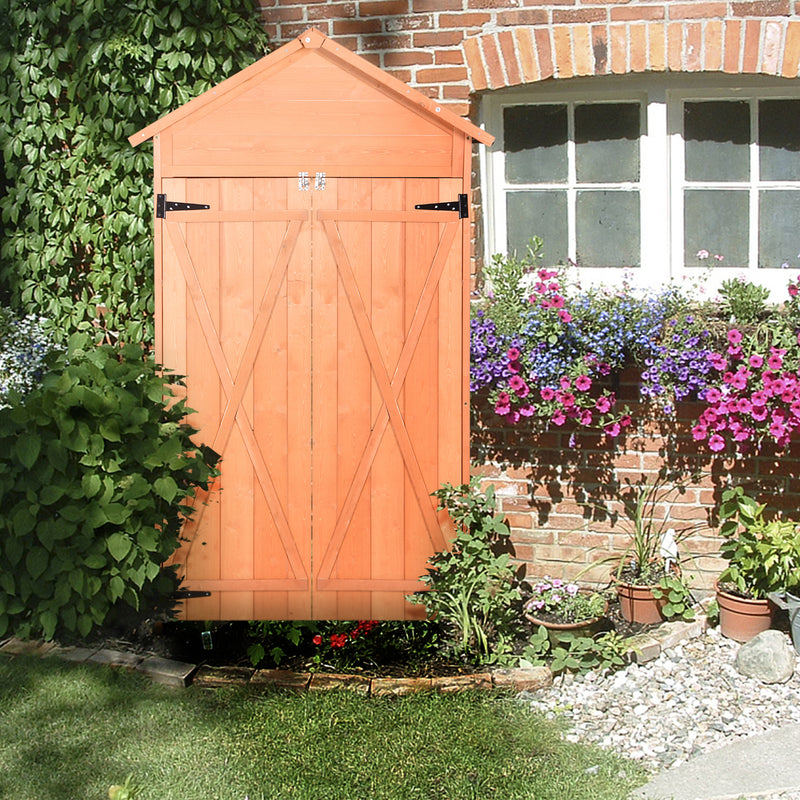 Supfirm Outdoor Storage Shed Wood Tool Shed Waterproof Garden Storage Cabinet with Lockable Doors for Patio Furniture, Backyard, Lawn, Meadow, Farmland