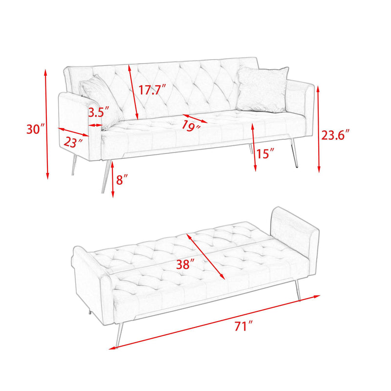 71" Convertible Double Folding Living Room Sofa Bed - Supfirm