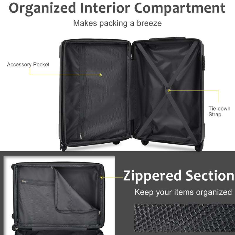 Supfirm Hardshell Luggage Spinner Suitcase with TSA Lock Lightweight Expandable 24'' (Single Luggage)