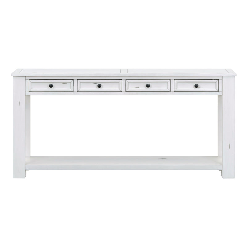 Supfirm TREXM Console Table/Sofa Table with Storage Drawers and Bottom Shelf for Entryway Hallway(Antique White)