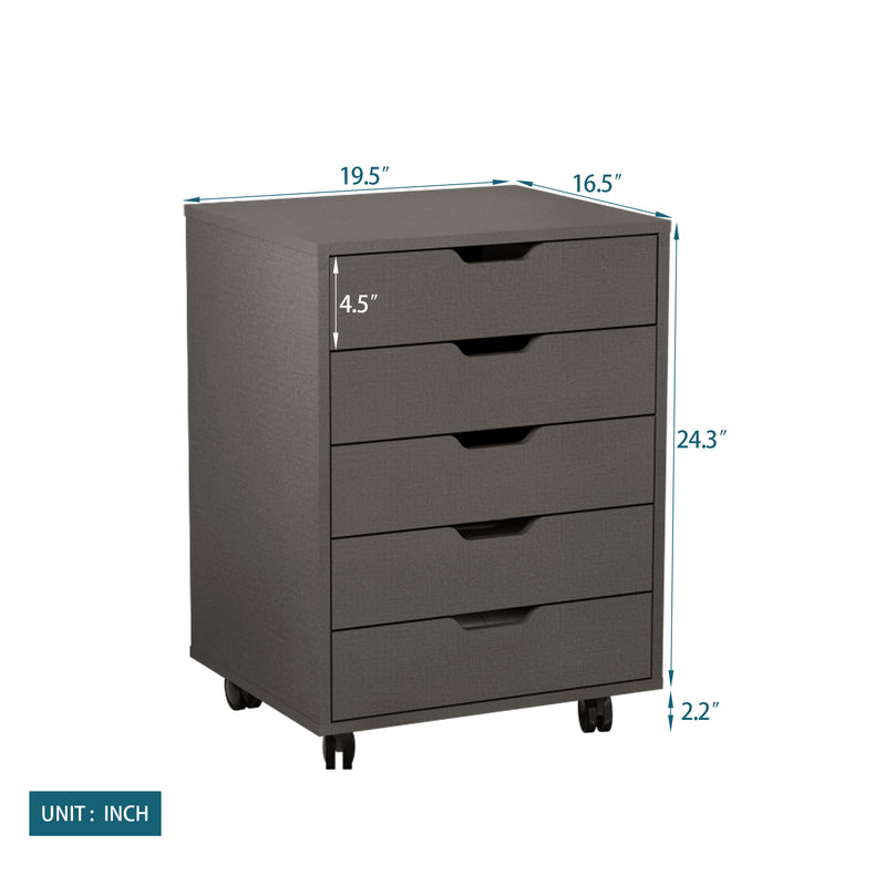 Supfirm The filing cabinet has five drawers, a small rolling filing cabinet, a printer rack, an office locker, and an office pulley movable filing cabinet  dark  Gray