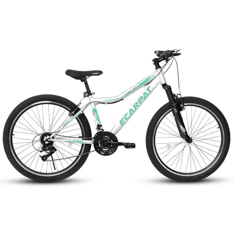 Supfirm A24208 Ecarpat 24  Inch Mountain Bike, 21-Speed V-Brake, Front Suspension,  Carbon Steel Frame Mountain Bike For  Teenagers Girls Women Bicycles