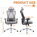 Sweetcrispy High Back Ergonomic Office Chair Adjustable Headrest and Waistrest Mesh Desk chair - Supfirm