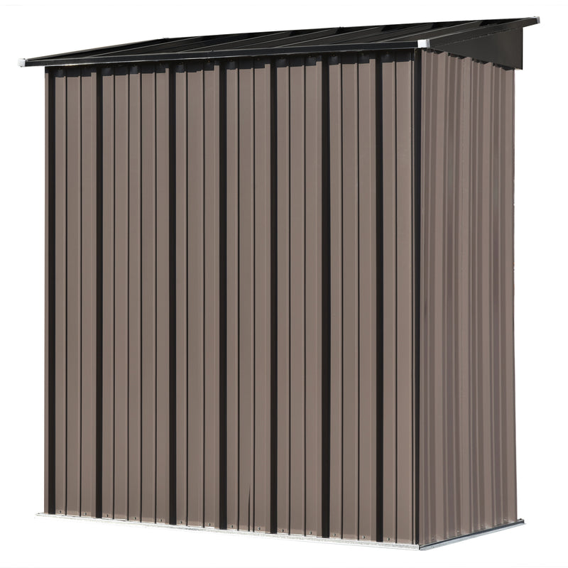 Supfirm TOPMAX Patio 5ft Wx3ft. L Garden Shed, Metal Lean-to Storage Shed with Adjustable Shelf and Lockable Door, Tool Cabinet for Backyard, Lawn, Garden, Brown