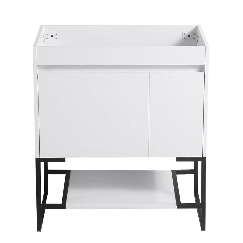 Supfirm 30" Bathroom Vanity with Sink,Bathroom Vanity Cabinet with One Soft Close Cabinet Doors & soft-close Drawers,Bathroom Storage Cabinet with a Lower Open Shelf,with Metal Legs,White Ceramic Sink,White - Supfirm