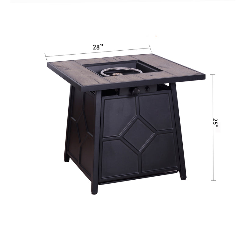 Supfirm 40,000 BTU Steel Propane Gas Fire Pit Table With Steel lid, Weather Cover