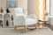 Supfirm 049-Teddy Fabric Rocking Chair With Packet Wood Legs,Ivory