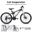 Supfirm A2660 Ecarpat Mountain Bike 26 Inch Wheels, 21-Speed Full Suspension Mens Womens Trail Commuter City Mountain Bike, Carbon Steel Frame Disc Brakes Thumb Shifter Front Fork Rear Shock Absorber Bicycles