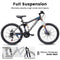 Supfirm A2660 Ecarpat Mountain Bike 26 Inch Wheels, 21-Speed Full Suspension Mens Womens Trail Commuter City Mountain Bike, Carbon Steel Frame Disc Brakes Thumb Shifter Front Fork Rear Shock Absorber Bicycles