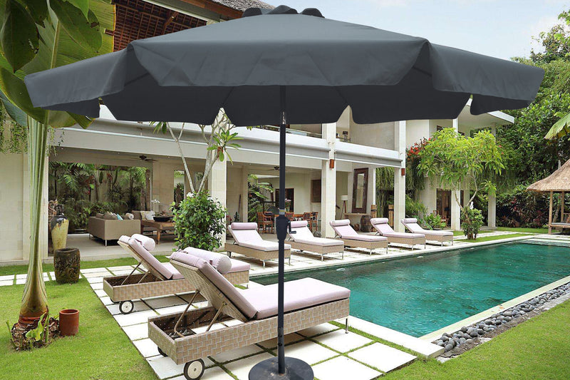 Supfirm Outdoor Patio Umbrella 10FT(3m)  WITH FLAP ,8pcs ribs,with tilt ,with crank,without base, grey/Anthracite,pole size 38mm(1.49inch)