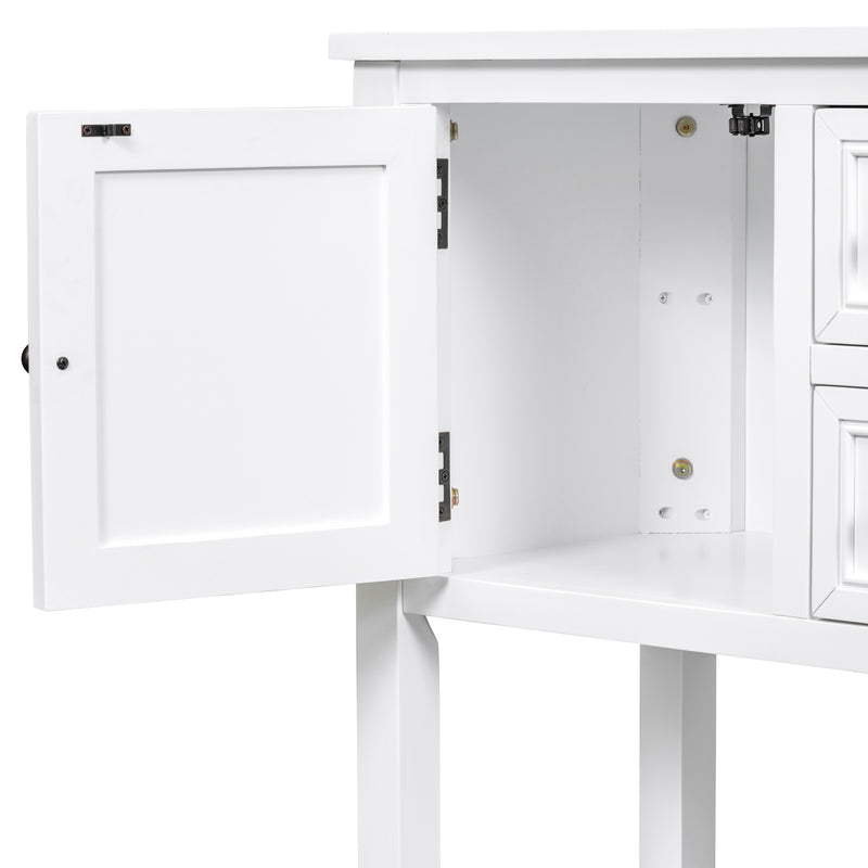 Supfirm TREXM Cambridge Series  Ample Storage Vintage Console Table with Four Small Drawers and Bottom Shelf for Living Rooms, Entrances and Kitchens (White, OLD SKU: WF190263AAA)