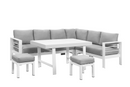 Supfirm 6-Pieces Outdoor Dining Set, White Aluminum Frame with Light Grey Cushions