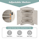 Supfirm White Marble Triangle Bathroom Storage Cabinet with Adjustable Shelves, Freestanding Floor Cabinet for Home Kitchen