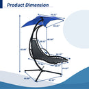 Supfirm Hanging Chaise Lounger with Removable Canopy, Outdoor Swing Chair with Built-in Pillow, Hanging Curved Chaise Lounge Chair Swing for Patio Porch Poolside, Hammock Chair with Stand (Navt)