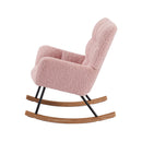 Supfirm Rocking Chair, Leisure Sofa Glider Chair, Comfy Upholstered Lounge Chair with High Backrest, for Nursing Baby, Reading, Napping PINK