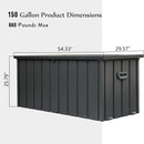 Supfirm 150 Gallon Outdoor Storage Deck Box Waterproof, Large Patio Storage Bin for Outside Cushions, Throw Pillows, Garden Tools, Lockable (Dark Gray)