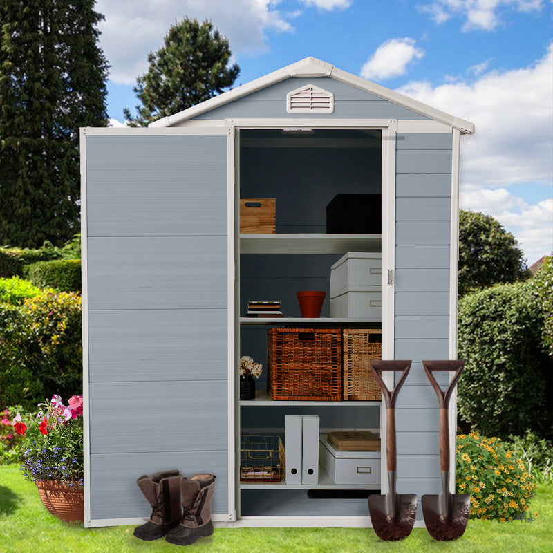 Supfirm 6x4ft Resin Outdoor Storage Shed Kit-Perfect to Store Patio Furniture,Grey