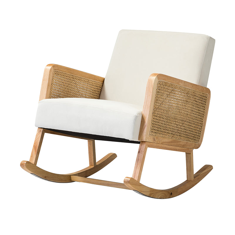 Supfirm Trachin Rocking Chair with Rattan Arms