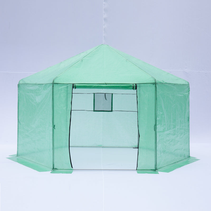 Supfirm Walk-in Greenhouse Hexagonal Upgrade Reinforced Frame Heavy Duty Plastic Greenhouse Reinforced Thickened Waterproof Insulation(13.1*8.6 ft)