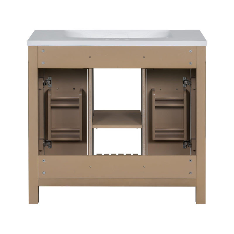 36''Bathroom Vanity with Undermount Sink,Modern Bathroom Storage Cabinet with 2 Drawers and 2 Cabinets,Solid Wood Frame Bathroom Cabinet - Supfirm